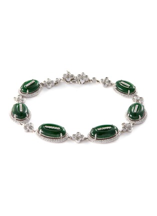 Main View - Click To Enlarge - LC COLLECTION JADE - Diamond jade 18k white gold station bracelet