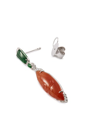 Detail View - Click To Enlarge - LC COLLECTION JADE - Diamond jade 18k white gold marquise drop earrings