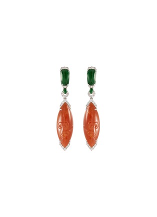 Main View - Click To Enlarge - LC COLLECTION JADE - Diamond jade 18k white gold marquise drop earrings