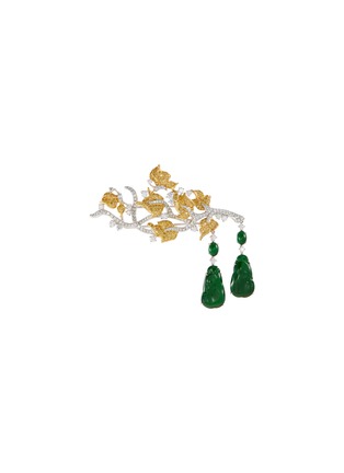 Main View - Click To Enlarge - LC COLLECTION JADE - Diamond jade 18k white gold brooch
