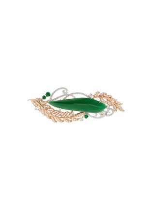 Main View - Click To Enlarge - LC COLLECTION JADE - Diamond jade 18k gold brooch