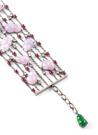 Detail View - Click To Enlarge - LC COLLECTION JADE - Diamond ruby jade 18k white gold multi chain bracelet
