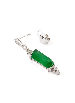 Detail View - Click To Enlarge - LC COLLECTION JADE - Diamond jade 18k white gold tiered drop earrings