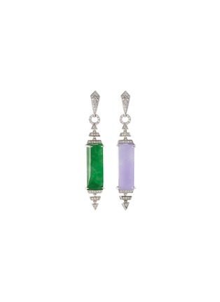 Main View - Click To Enlarge - LC COLLECTION JADE - Diamond jade 18k white gold tiered drop earrings