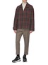Figure View - Click To Enlarge - SOLID HOMME - Buckled waist tab check plaid Harrington jacket