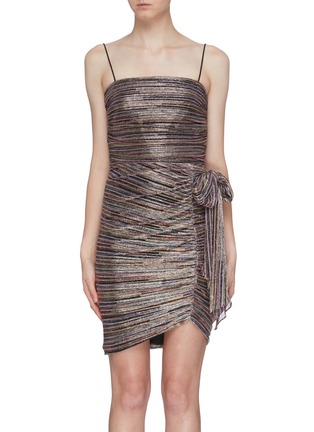 Main View - Click To Enlarge - REBECCA VALLANCE - 'Bellagio' tie side metallic stripe camisole dress