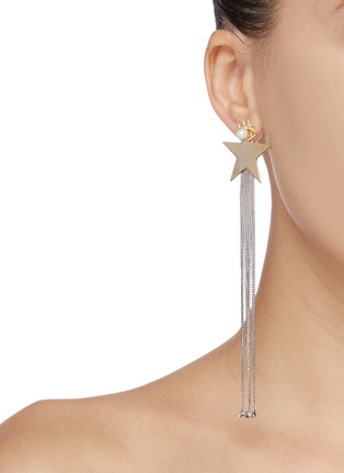 Figure View - Click To Enlarge - VENNA - Eye stud star chain fringe drop earrings