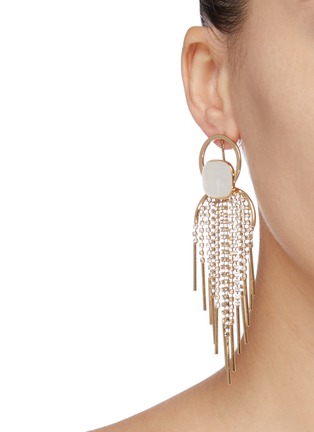 Figure View - Click To Enlarge - VENNA - Stone glass crystal fringe chandelier drop earrings