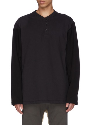 Main View - Click To Enlarge - FEAR OF GOD - Colourblock long sleeve Henley T-shirt
