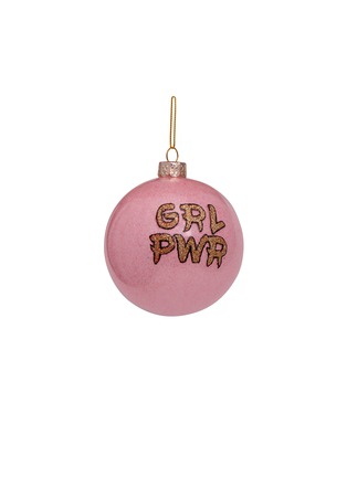 Main View - Click To Enlarge - VONDELS - Glitter Grl Pwr slogan ball Christmas ornament – Soft Pink