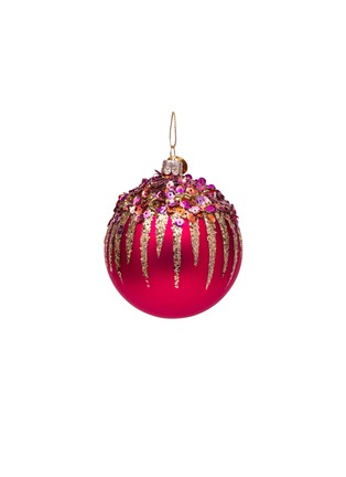 Main View - Click To Enlarge - VONDELS - Sequin wavy glitter glass ball Christmas ornament – Red