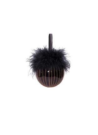 Main View - Click To Enlarge - VONDELS - Feather glitter stripe glass ball Christmas ornament – Black