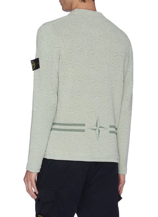 Back View - Click To Enlarge - STONE ISLAND - Logo stripe jacquard chenille sweater