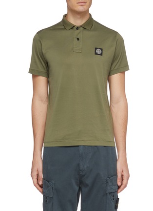 Main View - Click To Enlarge - STONE ISLAND - Logo patch jersey polo shirt