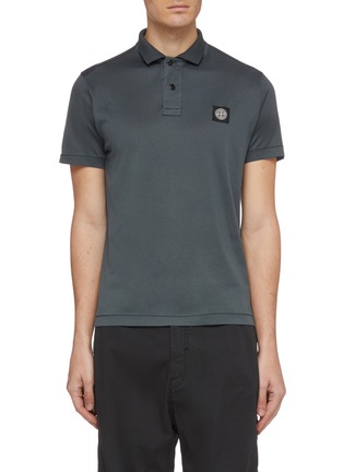 Main View - Click To Enlarge - STONE ISLAND - Logo patch jersey polo shirt