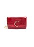 Main View - Click To Enlarge - CHLOÉ - 'Chloé C' suede panel croc embossed leather clutch