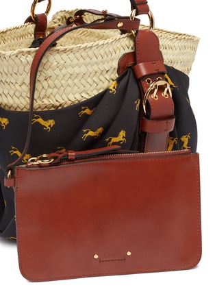  - CHLOÉ - 'Panier' horse print scarf panel medium raffia basket bag