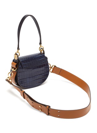 Detail View - Click To Enlarge - CHLOÉ - 'Tess' ring small croc embossed leather saddle bag