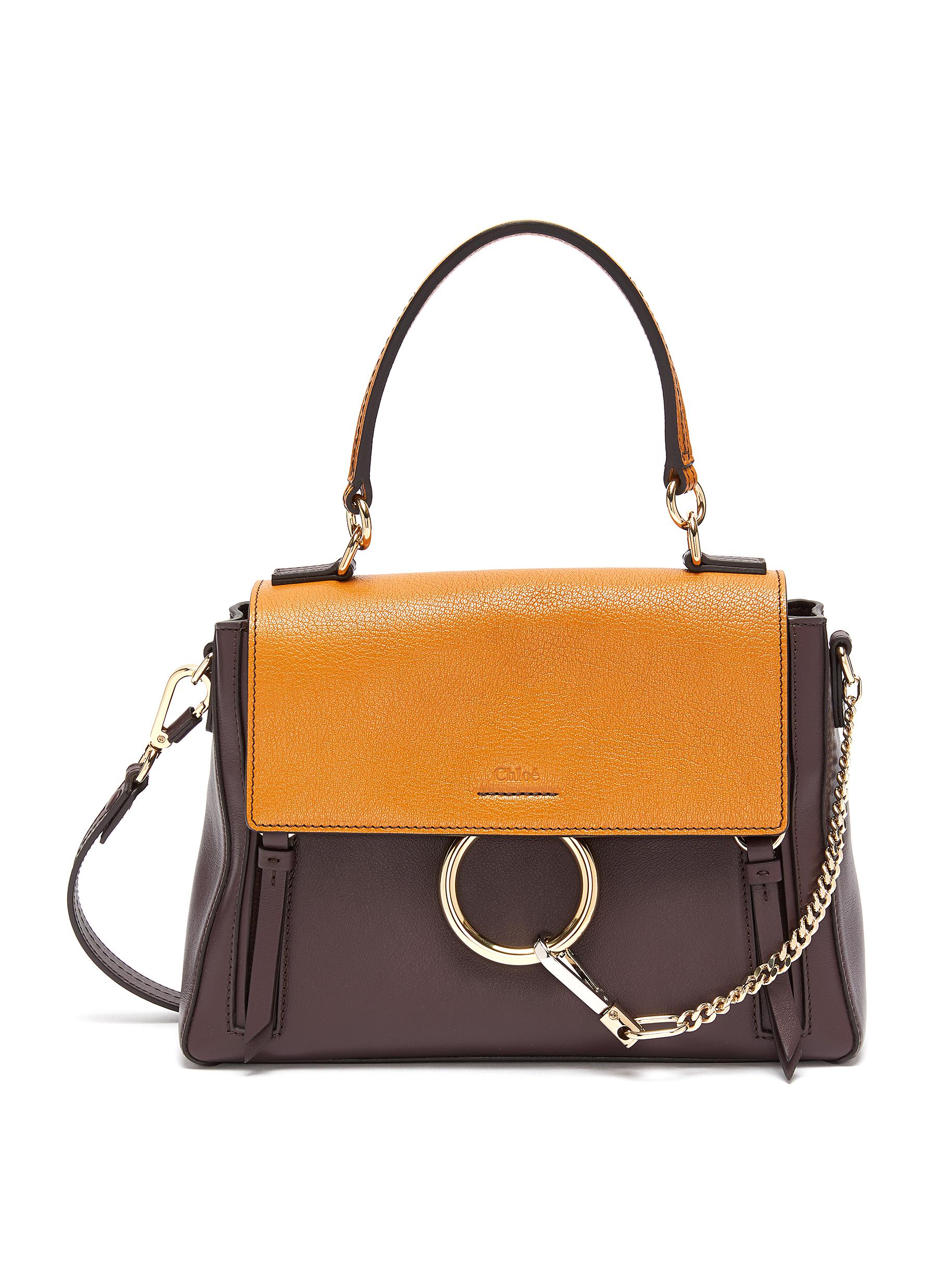 Click to view more detailed imagery on our partner's website ChloÉ "Faye Day' Colourblock Mini Leather Shoulder Bag In Brown / Purple