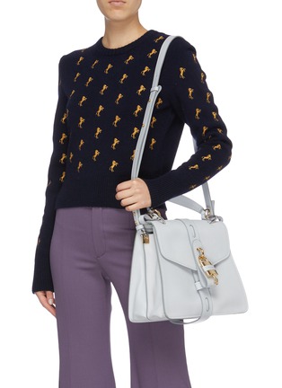 Front View - Click To Enlarge - CHLOÉ - 'Aby Day' padlock key medium leather top handle bag