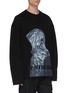 Front View - Click To Enlarge - JUUN.J - Slogan embroidered portrait print long sleeve T-shirt