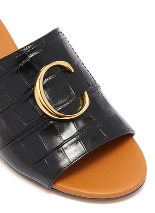 Detail View - Click To Enlarge - CHLOÉ - 'Chloé C' croc embossed leather sandals