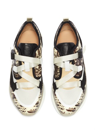 Detail View - Click To Enlarge - CHLOÉ - 'Sonnie' chunky outsole low top lizard embossed patchwork sneakers