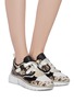 Figure View - Click To Enlarge - CHLOÉ - 'Sonnie' chunky outsole low top lizard embossed patchwork sneakers