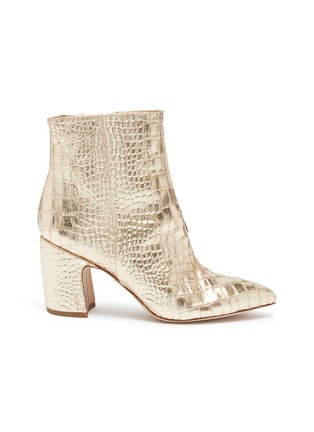 Main View - Click To Enlarge - SAM EDELMAN - 'Hilty' croc embossed mirror leather ankle boots