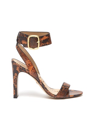 Main View - Click To Enlarge - SAM EDELMAN - 'Yola' ankle strap snake embossed leather sandals