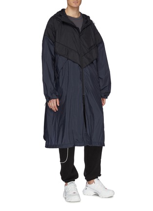Front View - Click To Enlarge - JUUN.J - Colourblock hooded track coat