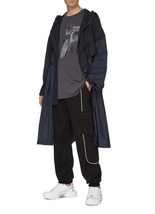 Figure View - Click To Enlarge - JUUN.J - Colourblock hooded track coat