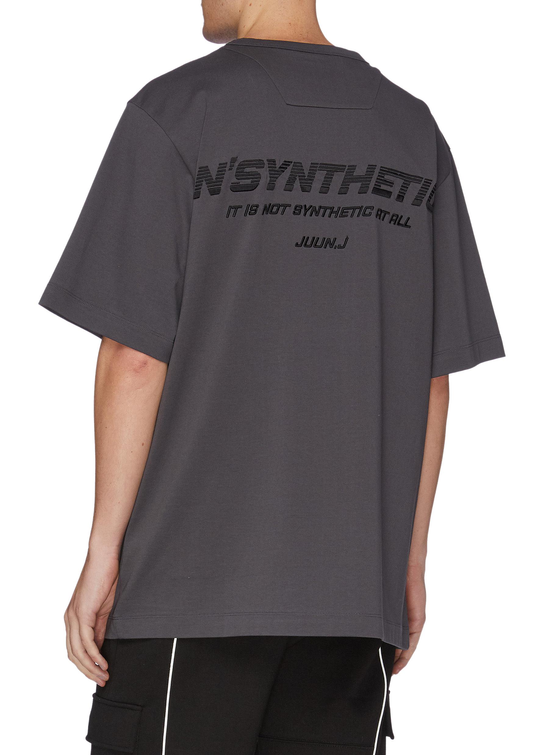 JUUN.J Slogan embroidered photographic print T-shirt