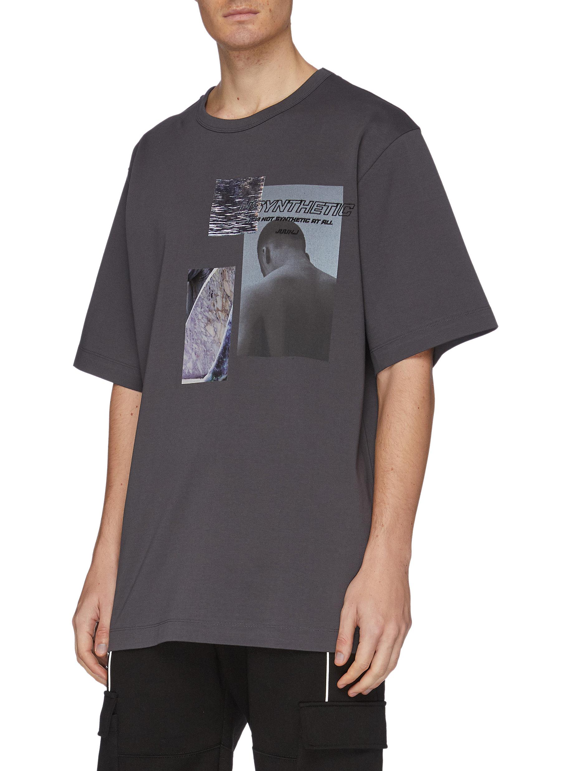 JUUN.J Slogan embroidered photographic print T-shirt