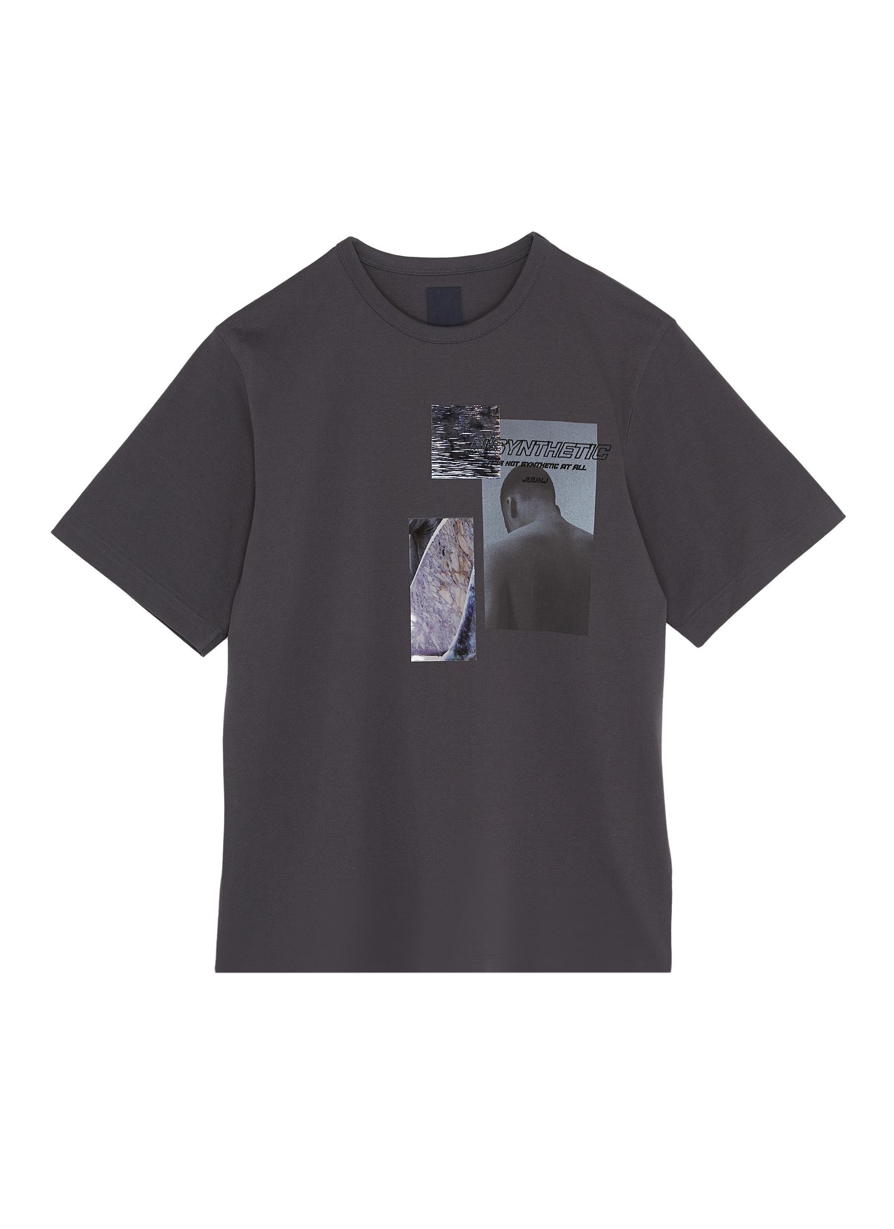 JUUN.J Slogan embroidered photographic print T-shirt