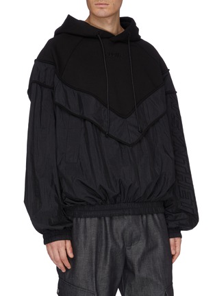Front View - Click To Enlarge - JUUN.J - Contrast nylon panelled hoodie