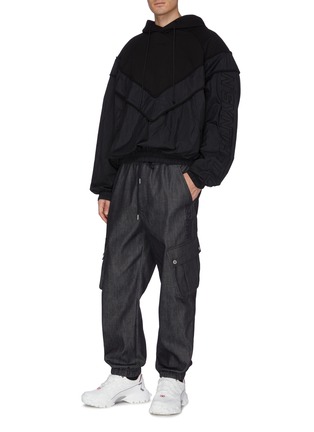 Figure View - Click To Enlarge - JUUN.J - Contrast nylon panelled hoodie
