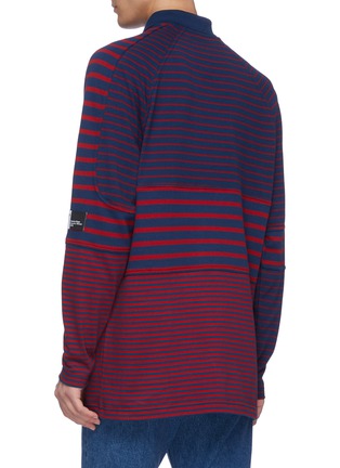 Back View - Click To Enlarge - MARTINE ROSE - Logo patch colourblock striped polo top