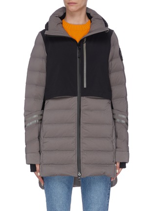 Main View - Click To Enlarge - CANADA GOOSE - 'Hybridge CW Element' contrast layer reflective stripe hooded puffer jacket