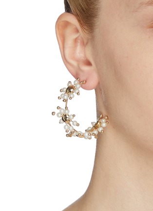 Figure View - Click To Enlarge - ROSANTICA - 'Daisy' faux pearl hoop earrings