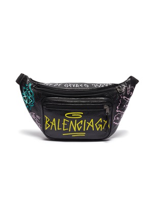 Main View - Click To Enlarge - BALENCIAGA - 'Explorer Graffiti' print leather bum bag