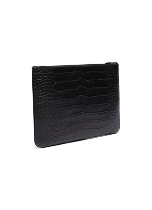 Detail View - Click To Enlarge - BALENCIAGA - 'Ville' logo print croc embossed leather pouch