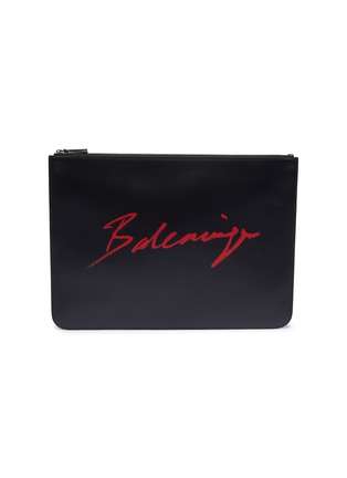 Main View - Click To Enlarge - BALENCIAGA - Lipstick logo leather pouch