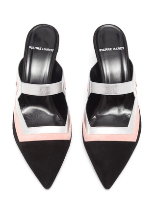 Detail View - Click To Enlarge - PIERRE HARDY - 'Vibe' colourblock geometric cutout suede mules