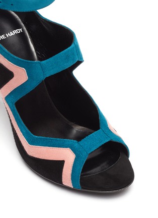 Detail View - Click To Enlarge - PIERRE HARDY - 'Vibe' ankle strap colourblock geometric cutout suede sandals