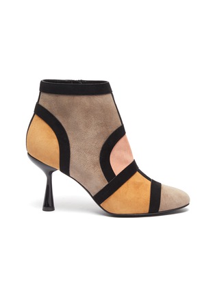 Main View - Click To Enlarge - PIERRE HARDY - 'Frame' suede patchwork ankle boots