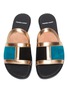 Detail View - Click To Enlarge - PIERRE HARDY - 'Frame' suede patchwork slide sandals