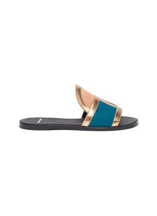 Main View - Click To Enlarge - PIERRE HARDY - 'Frame' suede patchwork slide sandals