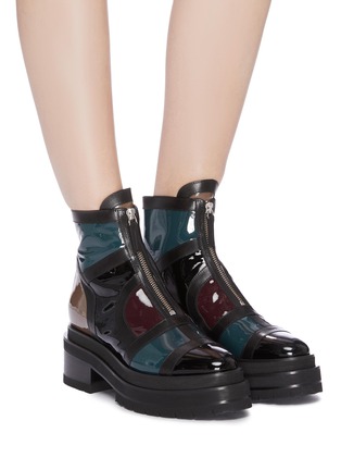 Figure View - Click To Enlarge - PIERRE HARDY - 'Frame' patent leather patchwork combat boots