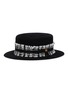 Main View - Click To Enlarge - GLADYS TAMEZ - 'Gloria' fringe tweed ribbon felt boater hat